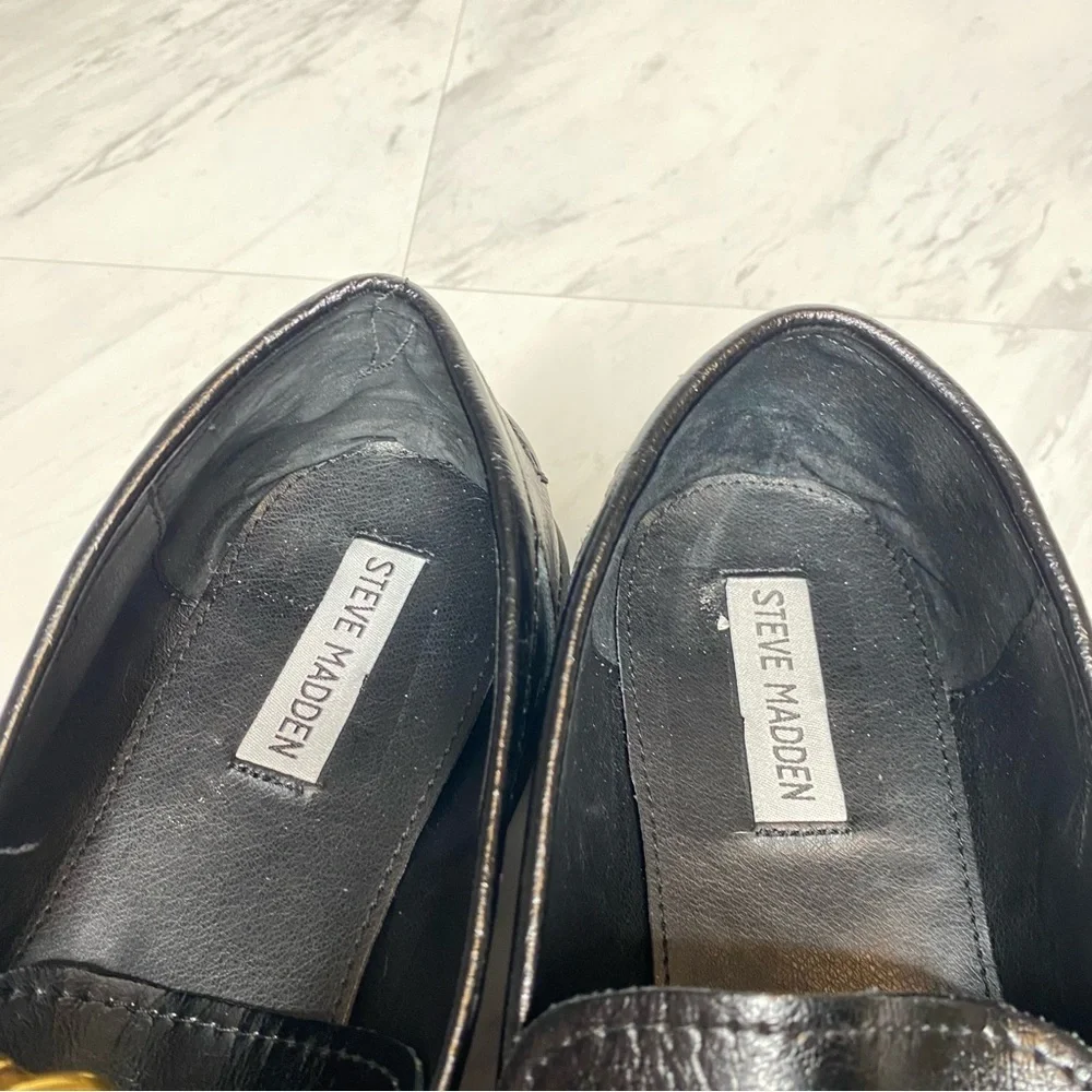 Steve Madden Karmine Black Leather Loafer 10M